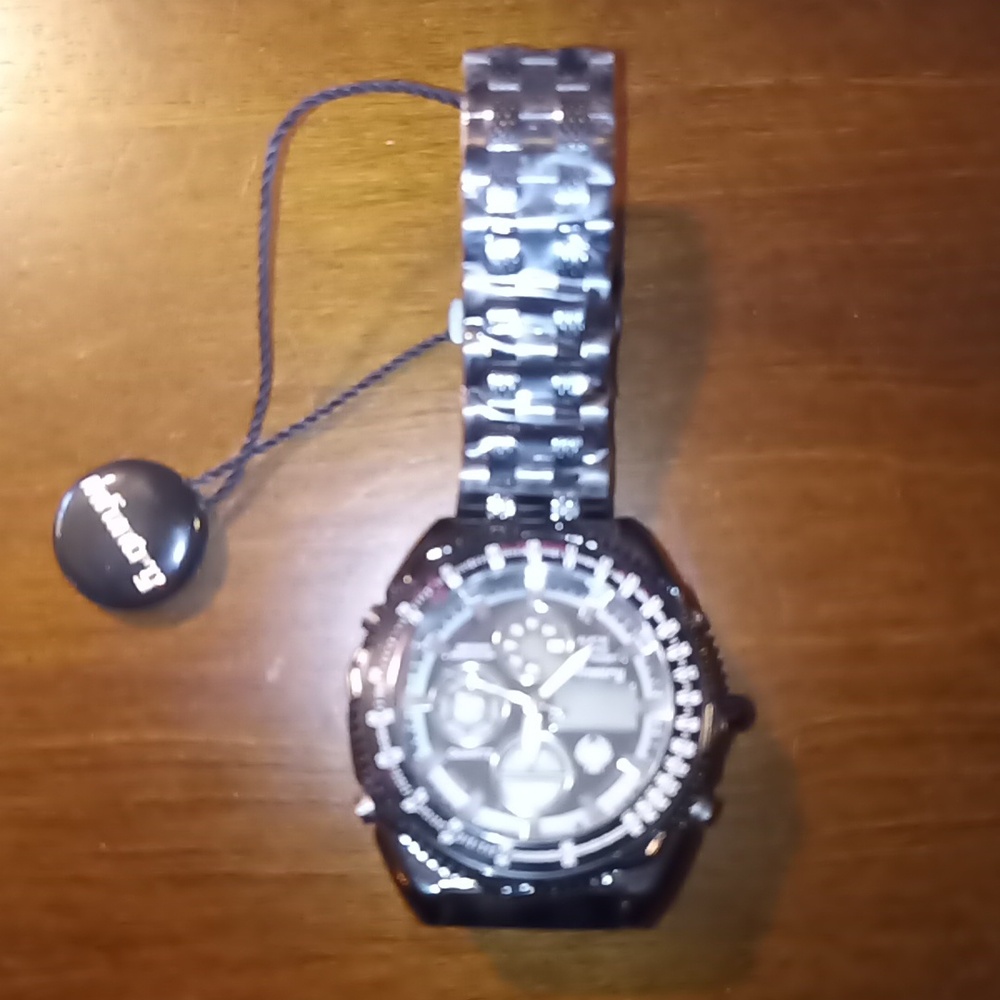 NEW Infantry Black Sport Dual Timer Watch w/Stainless Steel Band Water Resistant - Picture 4 of 6